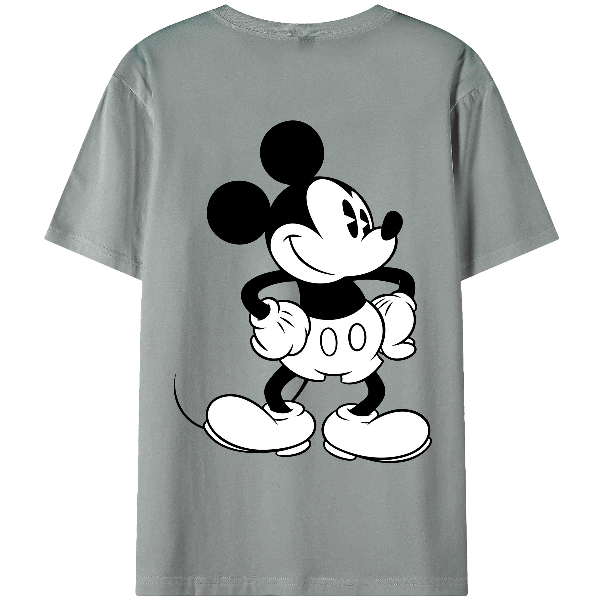 ミッキーマウス Mickey Mouse 綿100％ メンズ半袖Tシャツ（バックプリント） 通気性